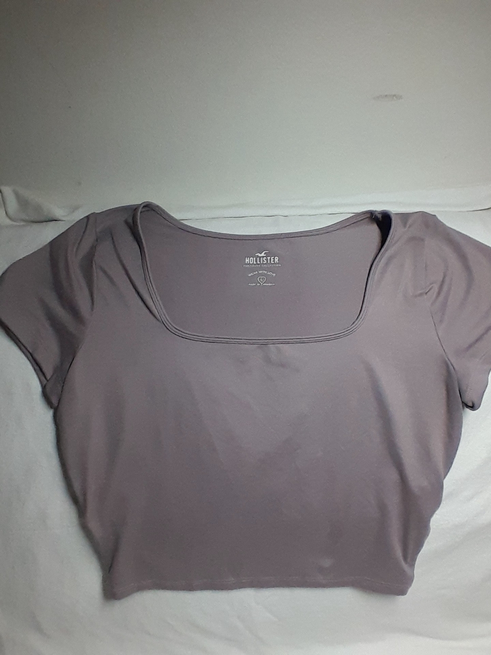 Hollister Women's Mauve Square-Neck Crop Top